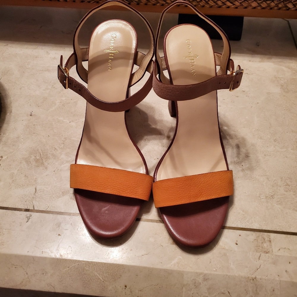 Orange, tan and brown leather